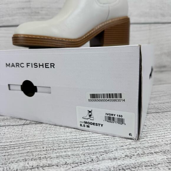 Marc Fisher Women's White Ivory Modesty Leather Chelsea Boots Size 8.5 - Picture 2 of 10